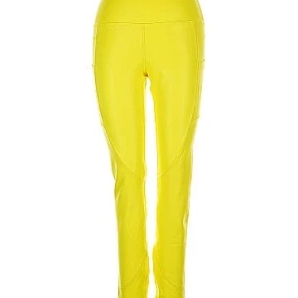 Zyia Active Leggings with Pockets Metallic Bright Yellow size 2 - Picture 2 of 14